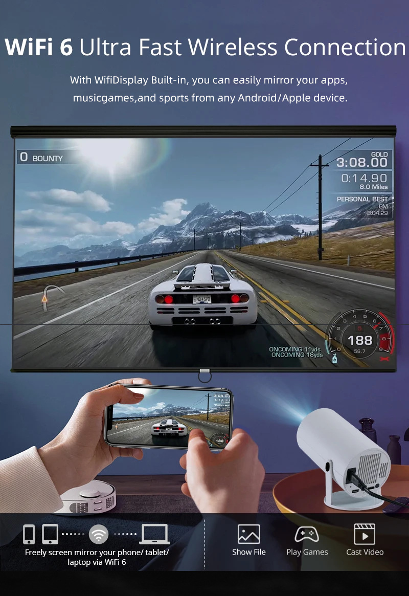 HY300 Pro Smart Mini Projector