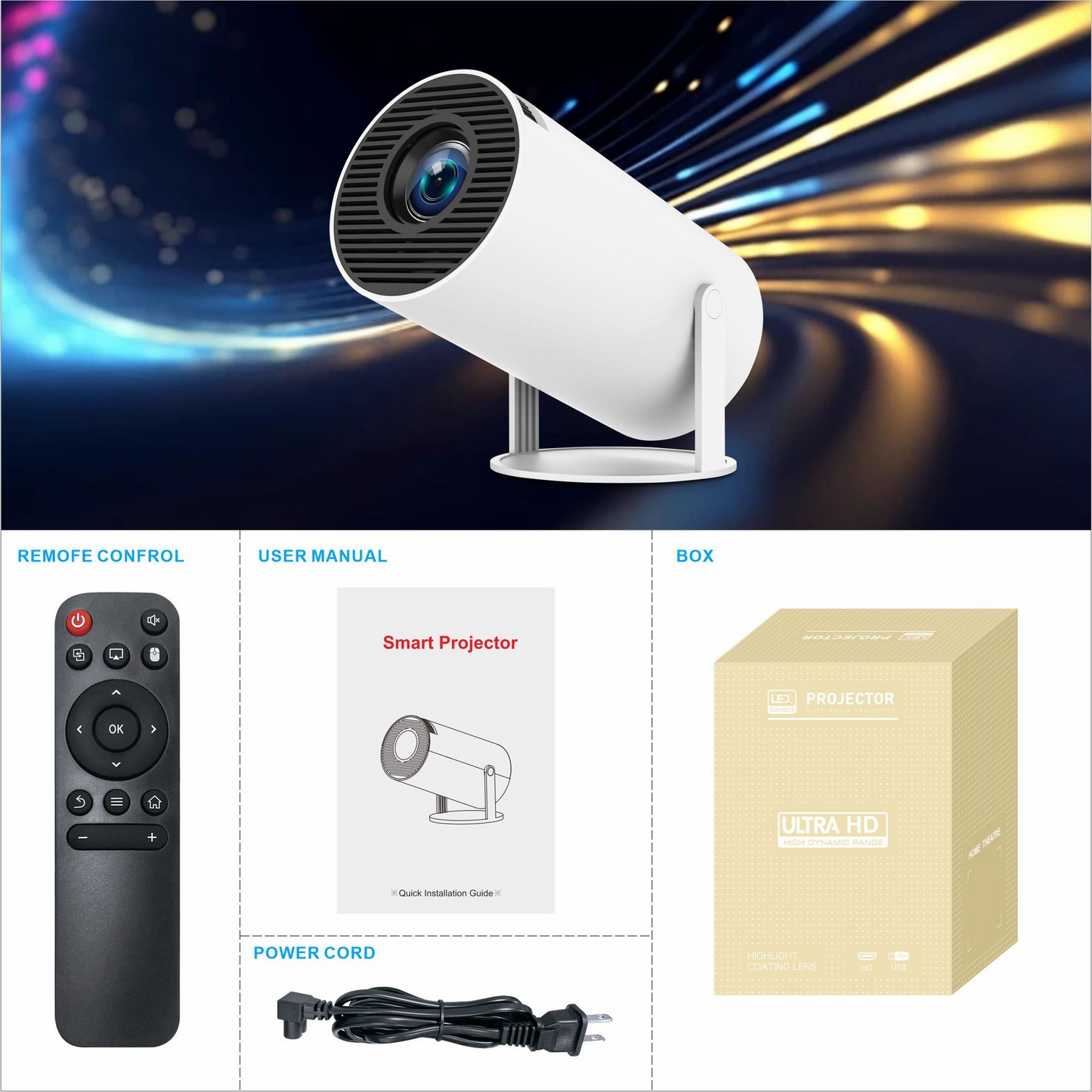 HY300 Pro Smart Mini Projector